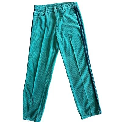 Pantalones chinos grandes de pana UNIF, verdes con rayas negras, talla 27 cintura/30" de largo Foto 1 de 4