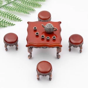 11pcs 1/12 European Table And Chairs + Teapot Set Miniatures For Dollhouse - Picture 1 of 3