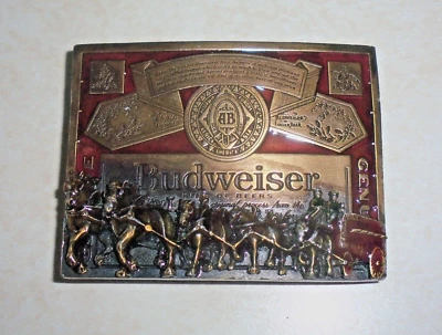 Fivela de cinto Budweiser King of Beers-Anheuser Busch Clydesdale Horses-Bergamota - Imagem 1 de 4