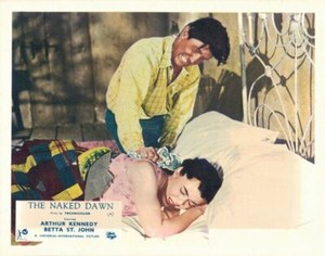 The Naked Dawn original lobby card Betta St. John in bed with cowboy