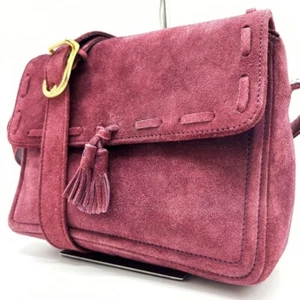 CELINE Suede Fringe Pochette Shoulder Bag Purple Pink Vintage from Japan Used - Picture 1 of 10