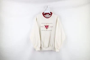Vtg 90s Streetwear Womens Petite Medium Distressed Heart Flower Sweatshirt USA - Foto 1 di 14