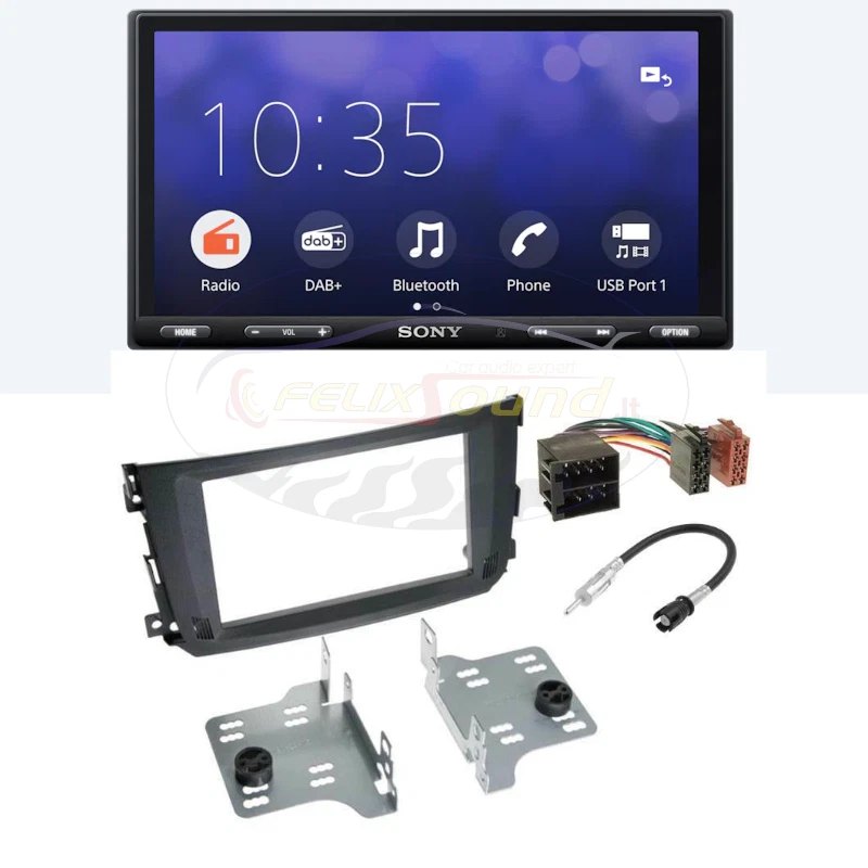 Sony AUTORADIO Apple carplay DAB Bluetooth PER SMART FORTWO 2010-2015 Nero