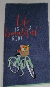 FULL Multi-color LIFE IS A BEAUTIFUL RIDE BICYCLE Print Cotton Kitchen Towel - Picture 1 of 1