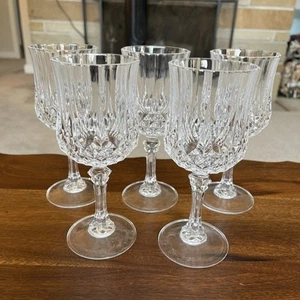 Lot Of 5 Crystal d'Arques-Durant LONGCHAMPS Pattern 7¼" Wine Glass / Goblet - Picture 1 of 6