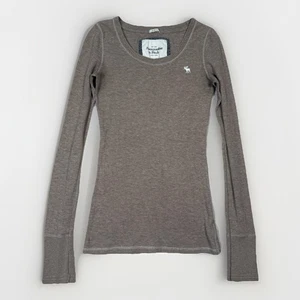 Abercrombie & Fitch Vintage Y2K Scoop Neck Brown Long Sleeve Womens Sz S Thermal - Picture 1 of 7