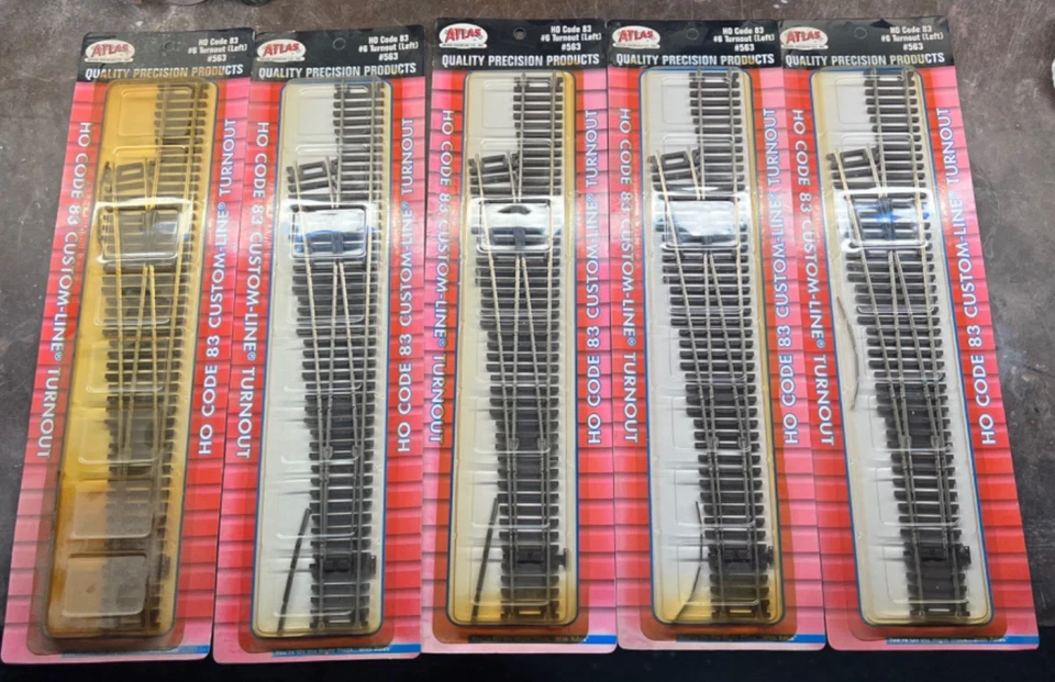 Atlas 563 Code 83 #6 Left-Hand Turnout - 5 New MIP HO - Image 1 of 1