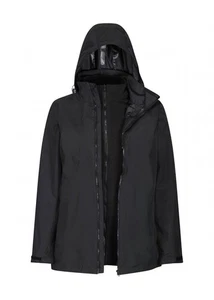 Personalisierte Damen Full 3-in-1 Zip Arbeitsjacke Kapuze Schwarz - Wasserdicht UK: 20 - Bild 1 von 1