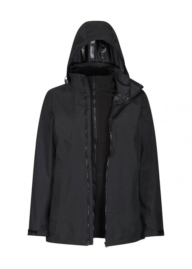 Personalised Womens Full 3-in-1 zip work jacket Hooded Black - Waterproof UK: 20 - Image 1 of 1