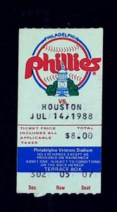 Mike Schmidt HR #537 Phillies Astros MLB Ticket Stub Veterans Stadium 7/14/1988 - Picture 1 of 2