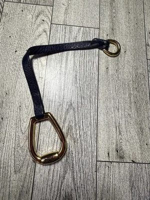 Ralph Lauren Blue Leather Gold Tone Logo Charm/KeyChain/Fob/Tag - Image 1 of 4