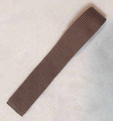 Vintage knit skinny neck tie w/ square end, tan 100% cotton, Mikael York, 2.2" - Image 1 of 4