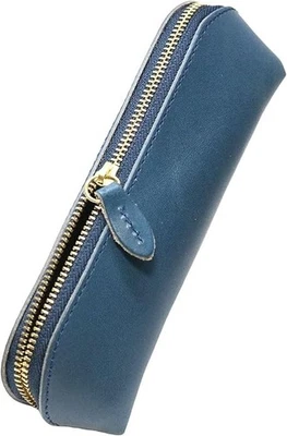Tochigi Leather Pen Case Navy – Handmade in Japan, Vegetable Tanned Cowhide - Image 1 of 4