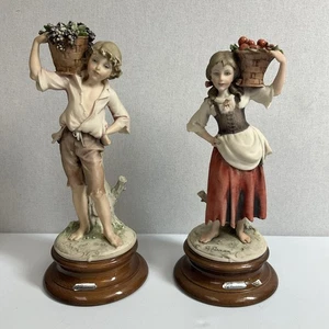 Vintage G. Armani Capodimonte Figuren, Junge und Mädchen mit Obstkorb um 1980 - Bild 1 von 14