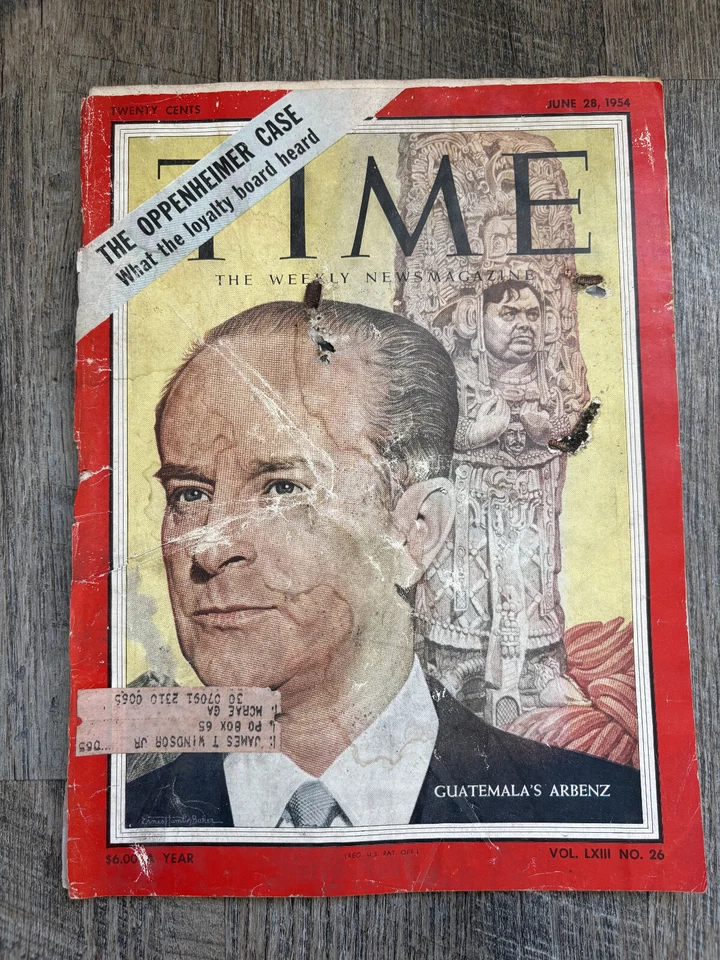 Time Magazine June 28, 1954 Guatemala's Jacobo Árbenz Oppenheimer Case - Image 1 of 1