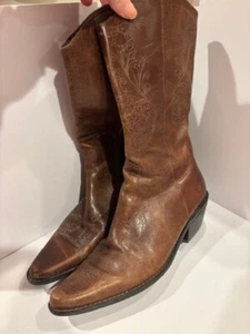 Matisse Made in Brazil Brown Leather Cowgirl Boots Women's Size 7 1/2 - Picture 1 of 8