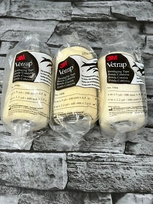 3 Pack 3M Vetrap Bandaging Tape 1410W BULK, 4 in x 5 yd (100 mm x 4.5 m) New - Image 1 of 3