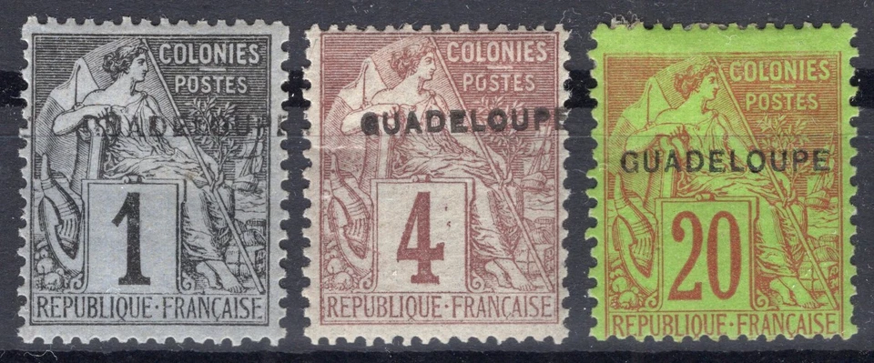 GUADELOUPE / FRENCH COLONY / Y&T # 14 - 16 - 20 MINT MH VF - Image 1 of 1