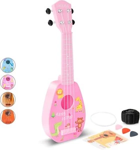 17" Kids Toy Guitar for Girls Boys Mini Toddler Ukulele Guitar with 4 Strings - Picture 1 of 9