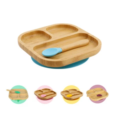 BIOZOYG Babygeschirr Kindergeschirr Bambus rutschfest mit Saugnapf, div. Farben - Bild 1 von 3