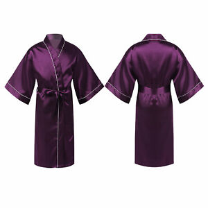 Boys Girls Sleepwer Silk Bathrobe Kimono Night Gown Nightwear Nightdress Pajamas