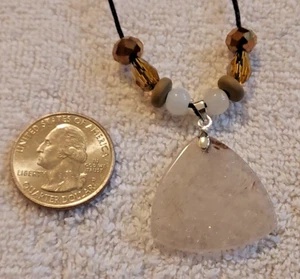 Rutilated Quartz Triangle pendant necklace adjustable cord 14-25" Handmade NEW - Picture 1 of 2