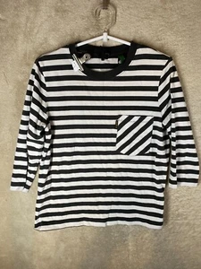 G STAR RAW Casual T-Shirts Top Size S Womens Black Striped Long Sleeve - Picture 1 of 11