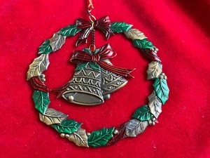 Vintage Russ Heirloom Collection Metal Wreath With Bells Christmas Ornament - Picture 1 of 4