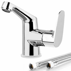 Badarmatur Waschtischbatterie seitlicher Hebel Einhandmischer Chrom Wasserhahn - Bild 1 von 2