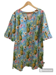 Hickity Pickity Florida Womens Handmade Tropical Dress Puff Sleeve Size XL - Picture 1 of 6