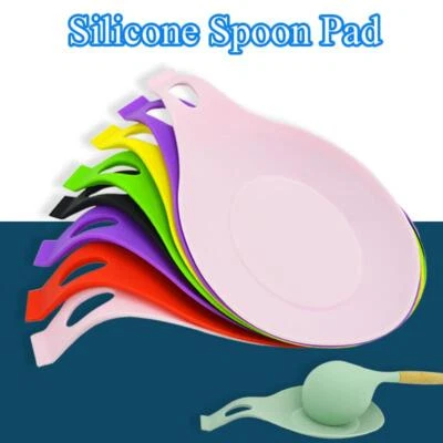 New Kitchen Silicone Spoon Rest Mat Cooking Utensils Tool Holder Heat Resistant✲ - Image 1 of 4