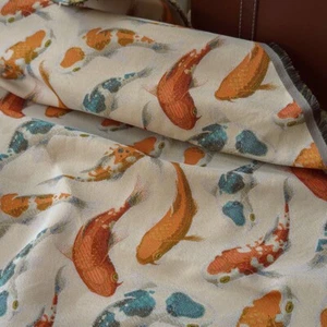 Fancy Carp Fish French Jacquard Tapestry Upholstery Art Fabric by the yard DIY - Picture 1 of 7