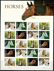 Mint US Horses Pane of 20 Forever Stamps Scott# 5891-5895 (MNH) - Picture 1 of 1