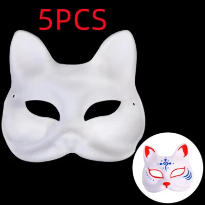 5PCS Therian Mask Masquerade Masks For Paper Blank Mask Blank Fox Masks - Image 1 of 4