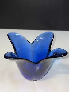 Vintage The Original & Genuine Recycling Glass Tulpen Vase Made In Spain Kobaltblau - Bild 1 von 11