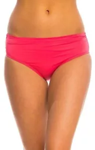 Kenneth Cole Solid Shirred Hipster Bikini Bottom Swimsuit, Dark Pink, XL - Picture 1 of 1