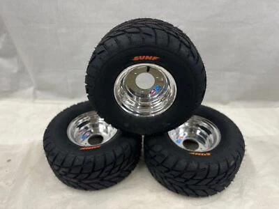 Honda ATC 70 DWT Front and Rear Wheels Rims Sunf A021  Street Tires 18" - Image 1 of 4