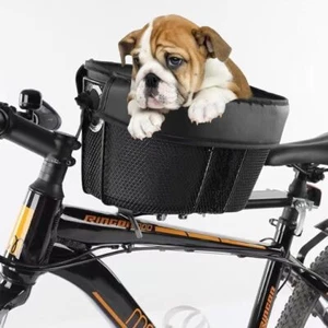 Cesta de bicicleta para mascotas con correa de seguridad ajustable para perros pequeños gatos de hasta 15 libras - Imagen 1 de 11