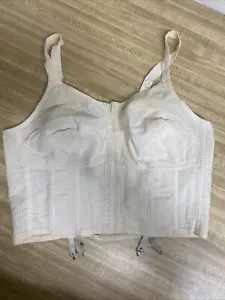 Vintage 50er Longline Wireless Bullet Cone BH Bustier Baumwolle 36C mit Strumpfbandlaschen - Bild 1 von 11