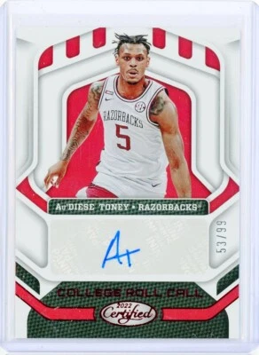 2022-23 Panini Chronicles Draft Certified AU'DIESE TONEY AUTO RC Autograph - Image 1 of 2