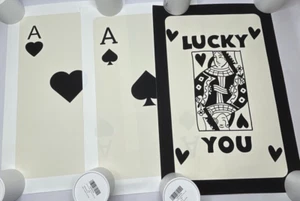 Set of 3 Unframe Exhibition Posters Wall Art Black Retro lucky You Playing Cards - Picture 1 of 6