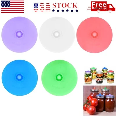 5PCS Silicone Fermenting Lid Waterless Airlock Mold Free Auto Vent for Mason Jar - Image 1 of 4