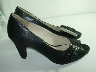 MUJER NUEVO CON ETIQUETAS NEGRO PUNTA ABIERTA GEORGE TACONES ZAPATOS DE SALÓN CONFORT CARRERA TALLA 7 M Foto 1 de 4