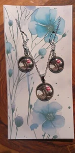 Cabochon Schmuckset Ohrringe Und Halskette Eiffelturm Paris - Bild 1 von 4