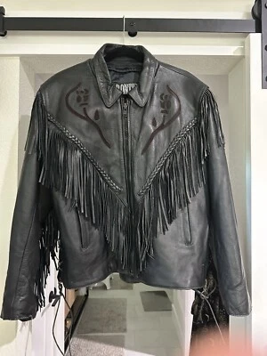 Retro Inspired Motorcycle Jacket Premium Leather Timeless Roses Embroidery - Image 1 of 4