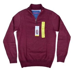 Robert Graham Burgundy Luxurious Knit Fabric 1/4 Zip Pullover Sweater Mens Sz S - Bild 1 von 14
