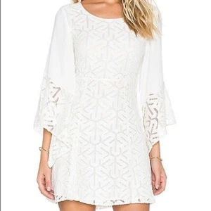 MINKPINK Dress Mini Drive Me Crazy Lace Cream White Mini Dress White Floral M - Picture 1 of 4