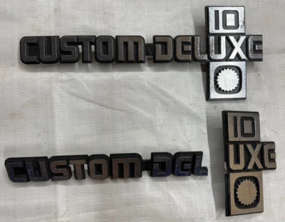 1981-1987 Custom Deluxe Truck Fender Emblem Chevy Pickup Nameplate Ornament Trim - Image 1 of 4