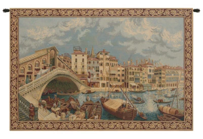 Ponte di Rialto Venetian Cityscape Italian Tapestry Wall Art Hanging Decor (New) - Image 1 of 4