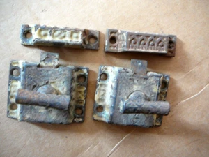 Pair Antique Eastlake Cast Iron Turn Bar Cabinet Door Latches & Receivers 1871 - Picture 1 of 3